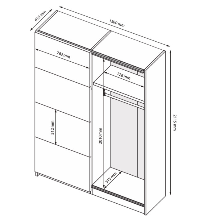 Шафа-купе 1,5x2,1 Белла / Bella Глянець Білий MiroMark BL-19-WB