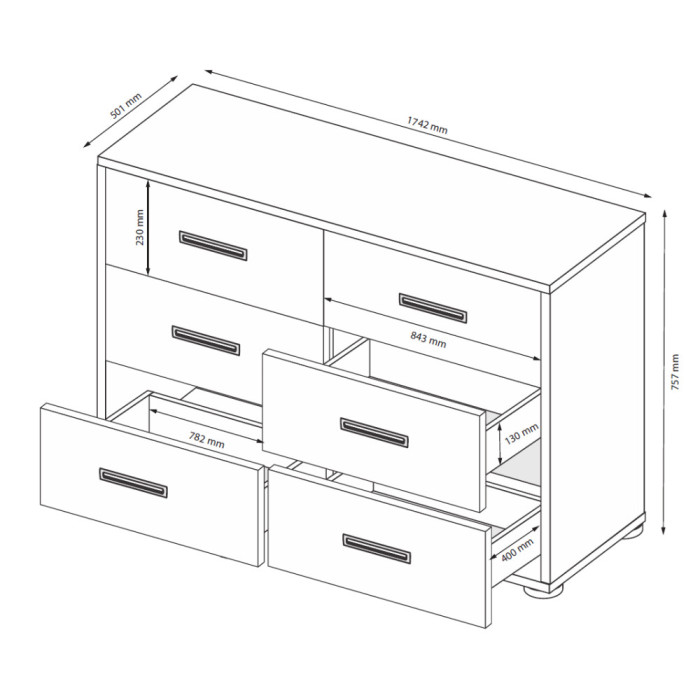 Комод 6Ящ Белла / Bella Глянець білий MiroMark BL-66-WB