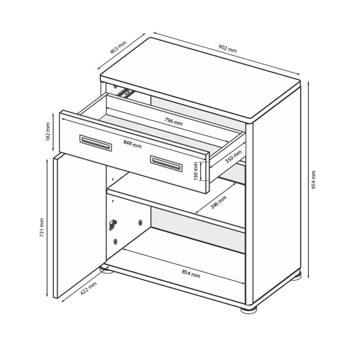 Комод 2Дв 1Ящ Белла / Bella Глянець Білий MiroMark BL-62-WB