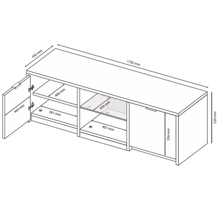 Тумба ТВ Асті / Asti Глянець Білий - Дуб Крафт MiroMark AS-160-WB