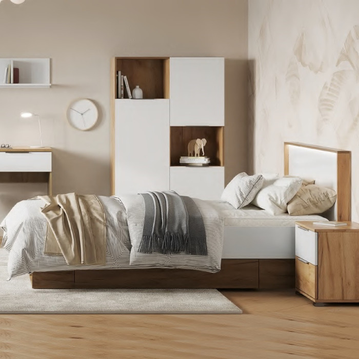 Пенал 3Дв Асті Джуніор / Asti Junior Глянець Білий - Дуб Крафт MiroMark AS-105-WB