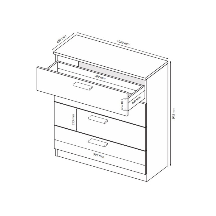 Комод 4Ящ Хеппі / Happy Глянець Білий MiroMark HP-64-WB