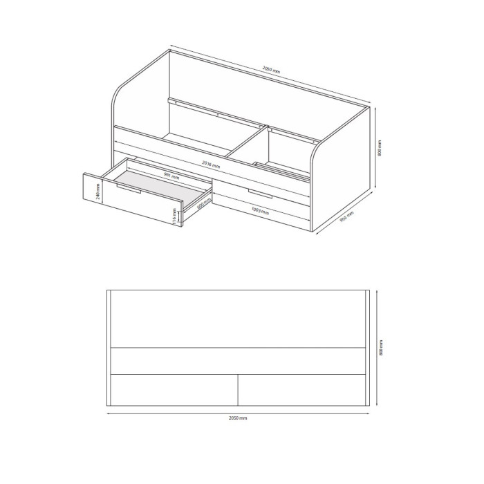 Ліжко з каркасом 0,9х2,0 Хеппі / Happy Глянець Білий MiroMark HP-39-WB