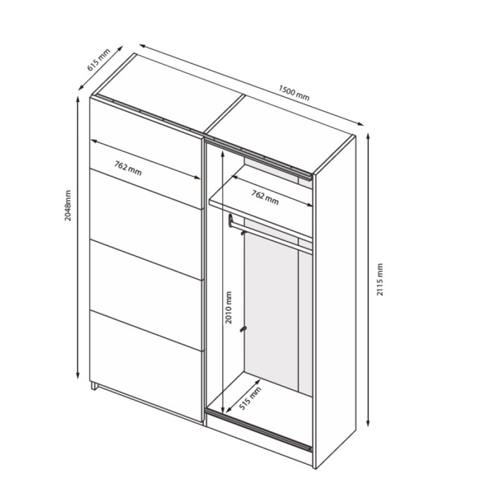 Шафа-купе з дзеркалом 1,5 х2, 1Доні / Doni Графіт MiroMark DN-15-GT