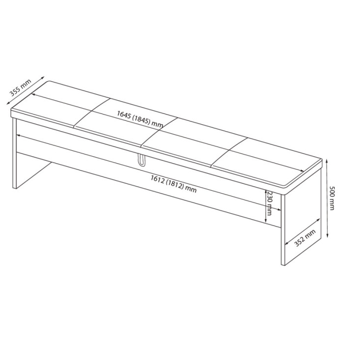 Банкетка 1,8x2,0 Асті / Asti Глянець Білий - Дуб Крафт MiroMark AS-33-WB