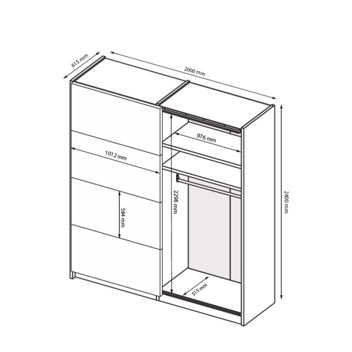 Шафа-купе 2,0x2,4 Белла / Bella Глянець Білий MiroMark BL-85-WB