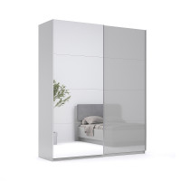 Шкаф-купе с зеркалом 2,0х2,4 Меги / Megy Глянец Шиншила Серая MiroMark MG-20-GG
