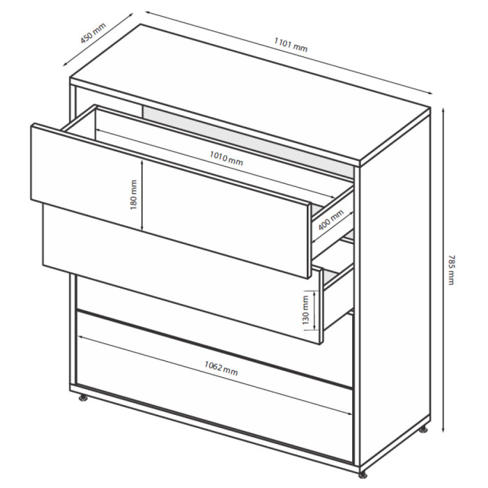 Комод 4Ящ Бруно / Bruno Кашемір MiroMark BR-64-CM