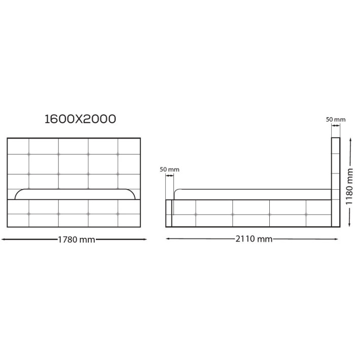 Ліжко М'яка оббивка 1,6x2,0 Брістоль / Bristol MiroMark SF-36-BR