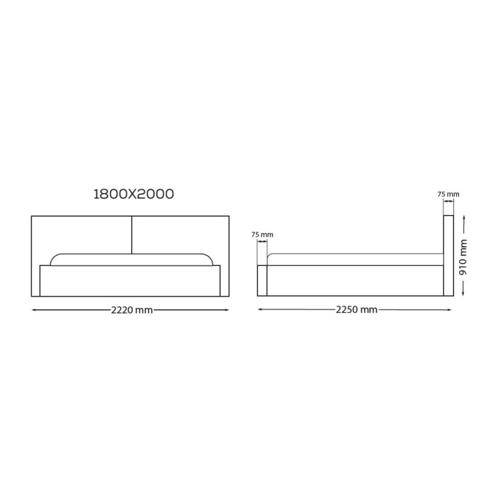 Ліжко М'яка оббивка 1,8x2,0 Дуо / Duo MiroMark SF-38-DU